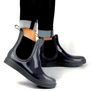 JOURNEE COLLECTION DRIP Ankle Rubber Water Resistant Rain Boots Black Size 9